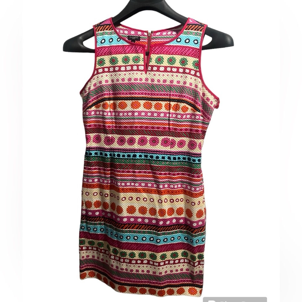 EUC Talbots Quilted Printed Sleeves Dress